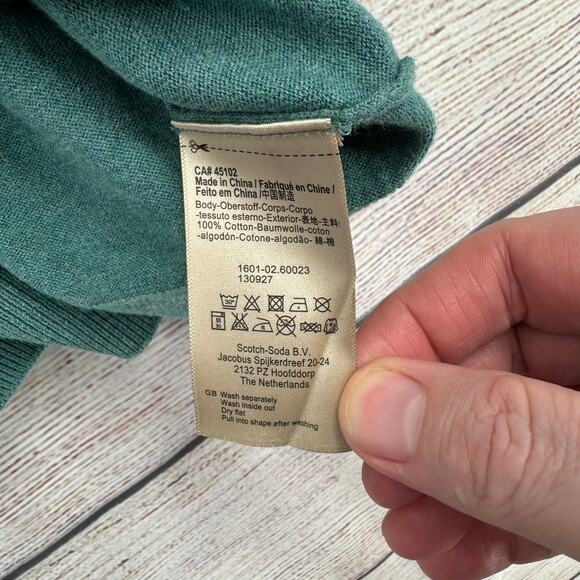 Scotch & Soda Sea You V-Neck Sweater Mens Large Sea Green Lightweight - Picture 6 of 8